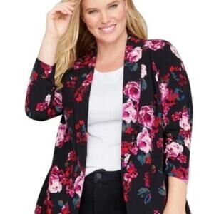 Lane Bryant Women's Plus Size Floral Blazer Size 18/20 Ruched Sleeves